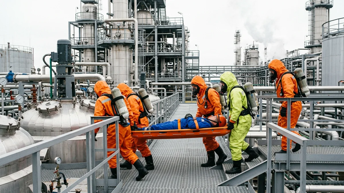 Газоспасатель в дыхательном аппарате