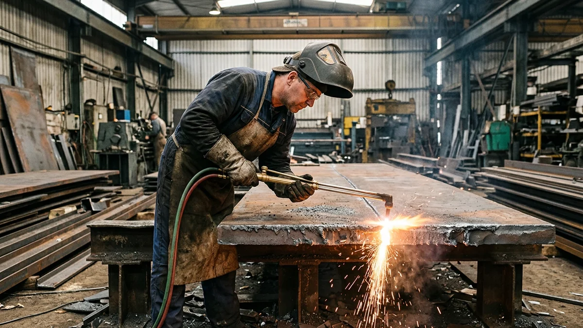 Газосварщик с горелкой